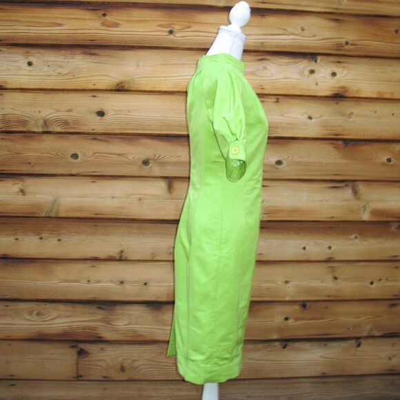 Vintage Lime Green Sheath Dress Pockets - Picture 5 of 9